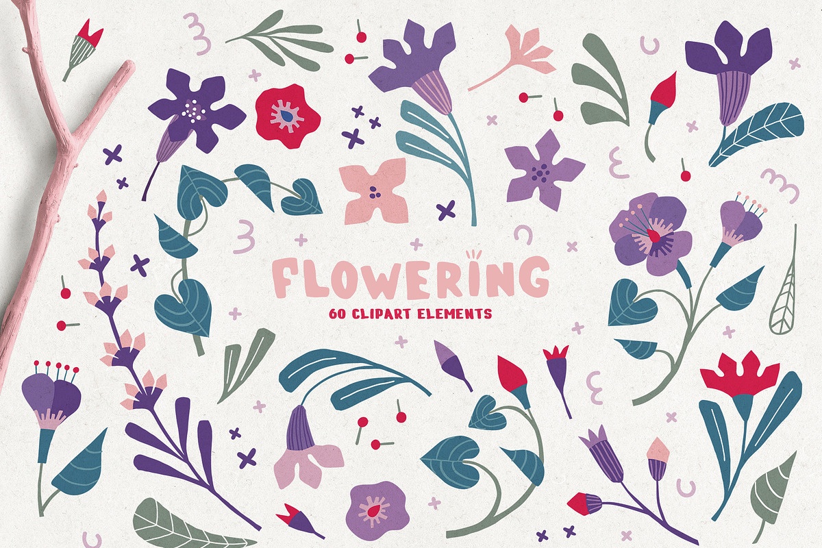 Flowering. Patterns and clipart., an Illustration by Lori Room (Photo 3 of 14)