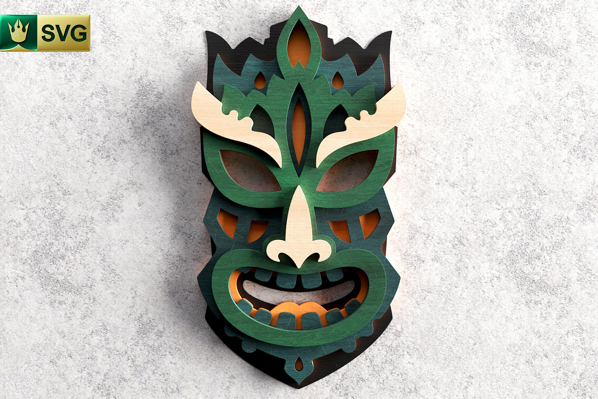 Tribal Mask V6 3D Layered | SVG Cut, an Object Graphic by pixaroma (Photo 5 of 10)