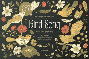 Birds and Flowers Floral Bundle.
