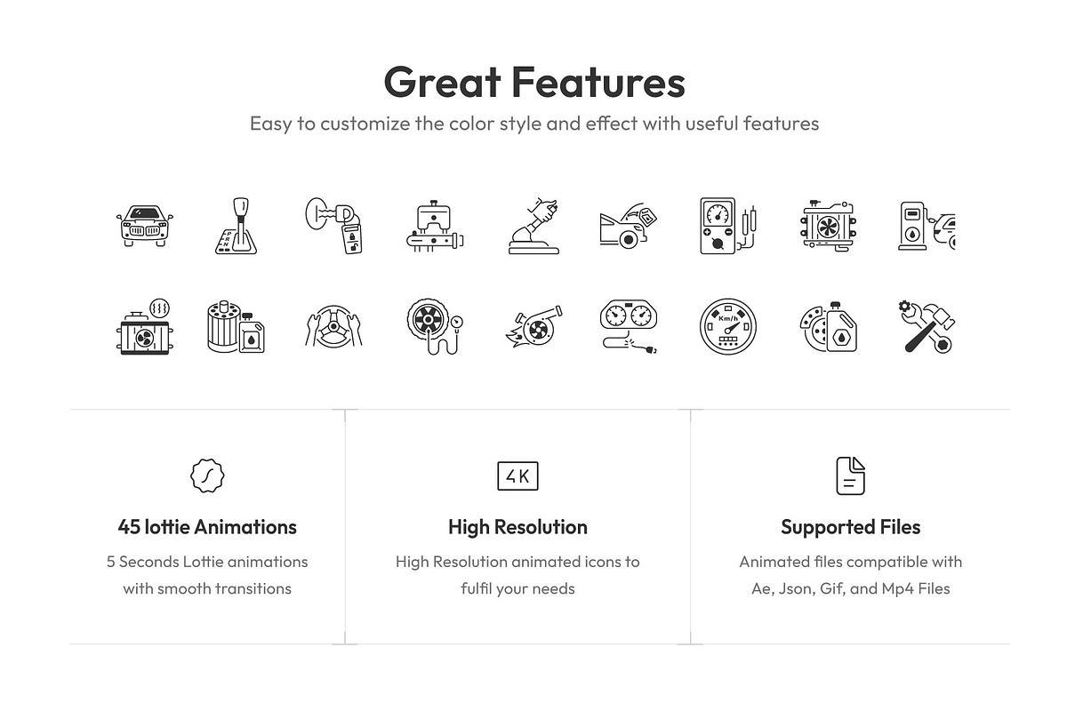 Animated Car Mechanic Icon Set, an Outline Icon by Prosymbols (Photo 2 of 4)