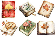 Watercolor Autumn Books Clipart, an Illustration by Craft Nest (Thumbnail 4 of 6)