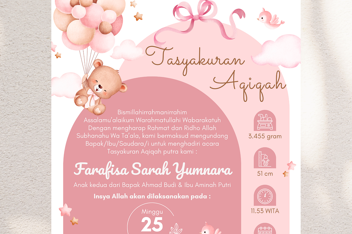 Baby Bear Holding Balloons Canva, an Invitation Template by Blooming Daisy (Photo 4 of 4)
