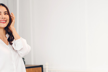 Portrait of smiling cheerful beautiful pretty asian woman clean, a Person Photo by Art_Photo