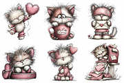 Quirky Valentines Cats Clipart, an Illustration by Daily.Designs (Thumbnail 7 of 8)