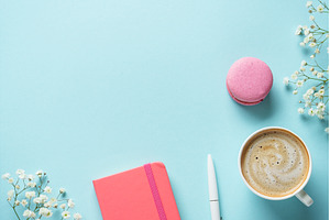 Cup of coffee, macaroon and flower, an Arts & Entertainment Photo by Nadia-nb
