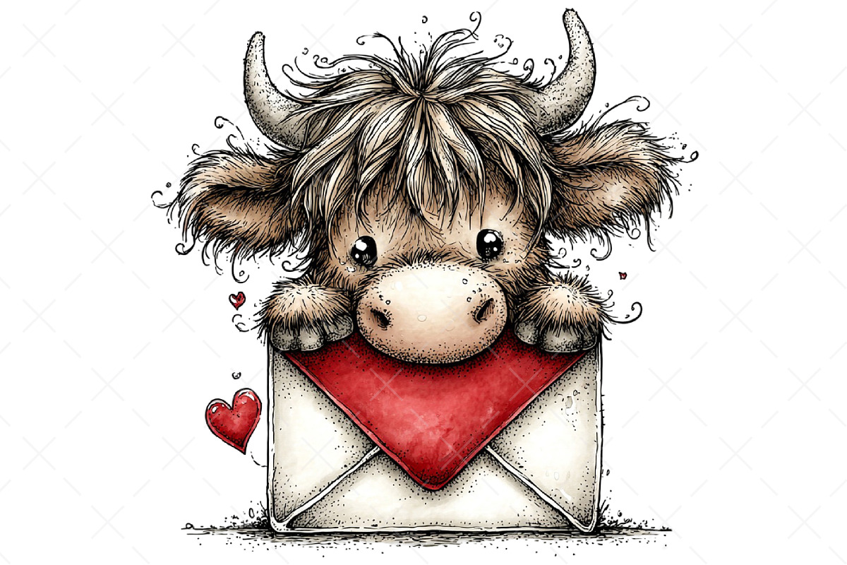 Highland Cow Valentine Clipart Png, an Illustration by Craft Nest (Photo 6 of 11)