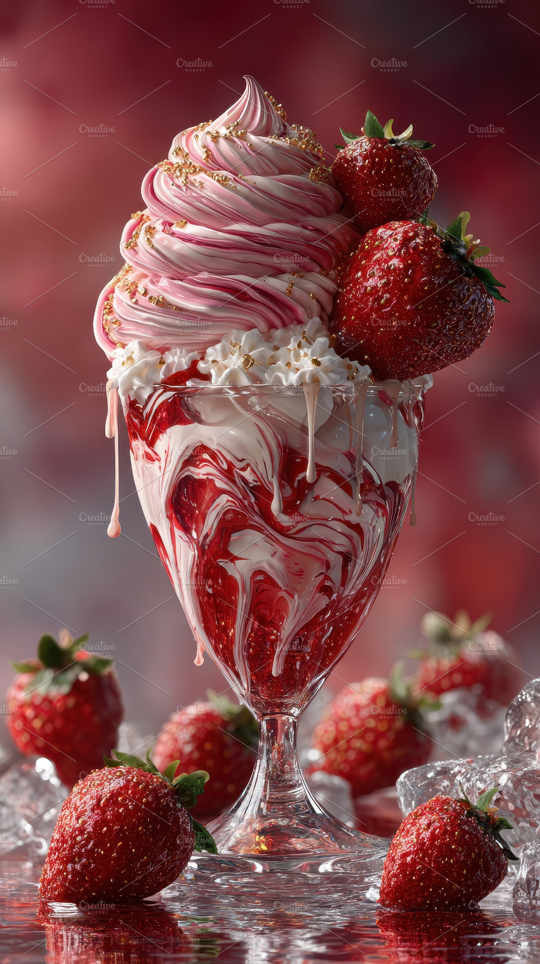 Strawberry Swirl Dessert Delicious T, a Photo by Pixeness Studio