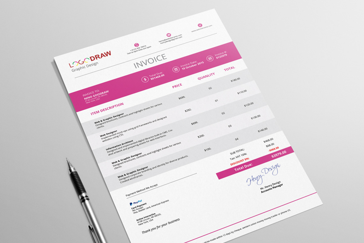 Invoice, a Stationery Template by resumetemplathttps://d3es (Photo 6 of 6)