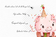 Farm Birthday - Watercolor Clipart, an Animal Illustration by Gau Silva Studio (Thumbnail 3 of 5)