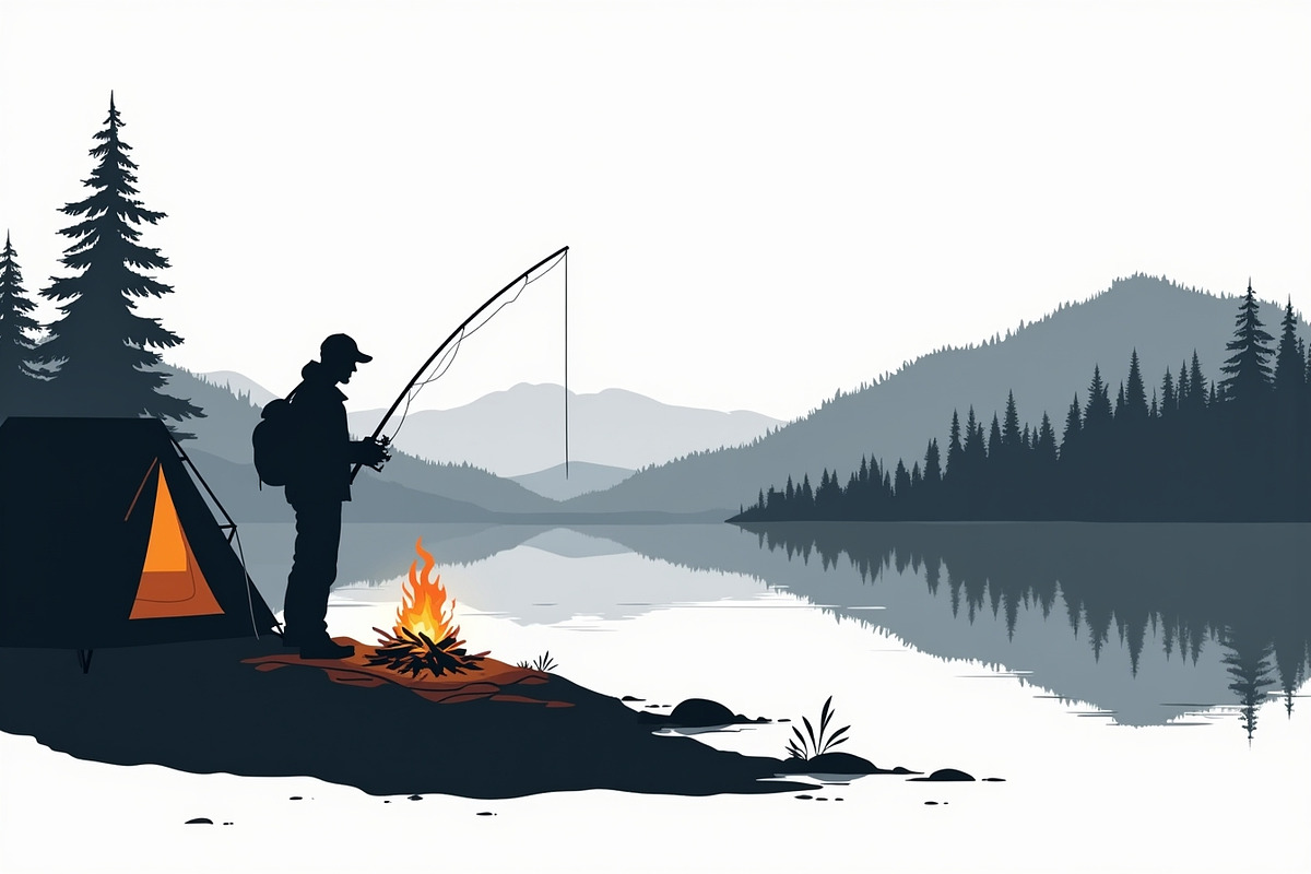 A silhouette of a man fishing, an Illustration by Amazin_art (Photo 5 of 7)
