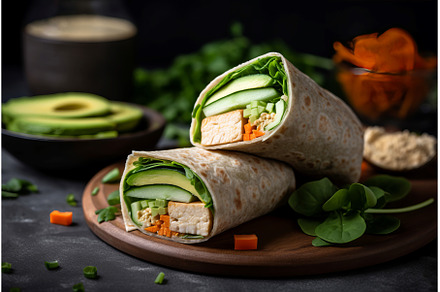 Vegan tortilla wraps. Generate Ai, a Food & Drink Photo by Ylivdesign
