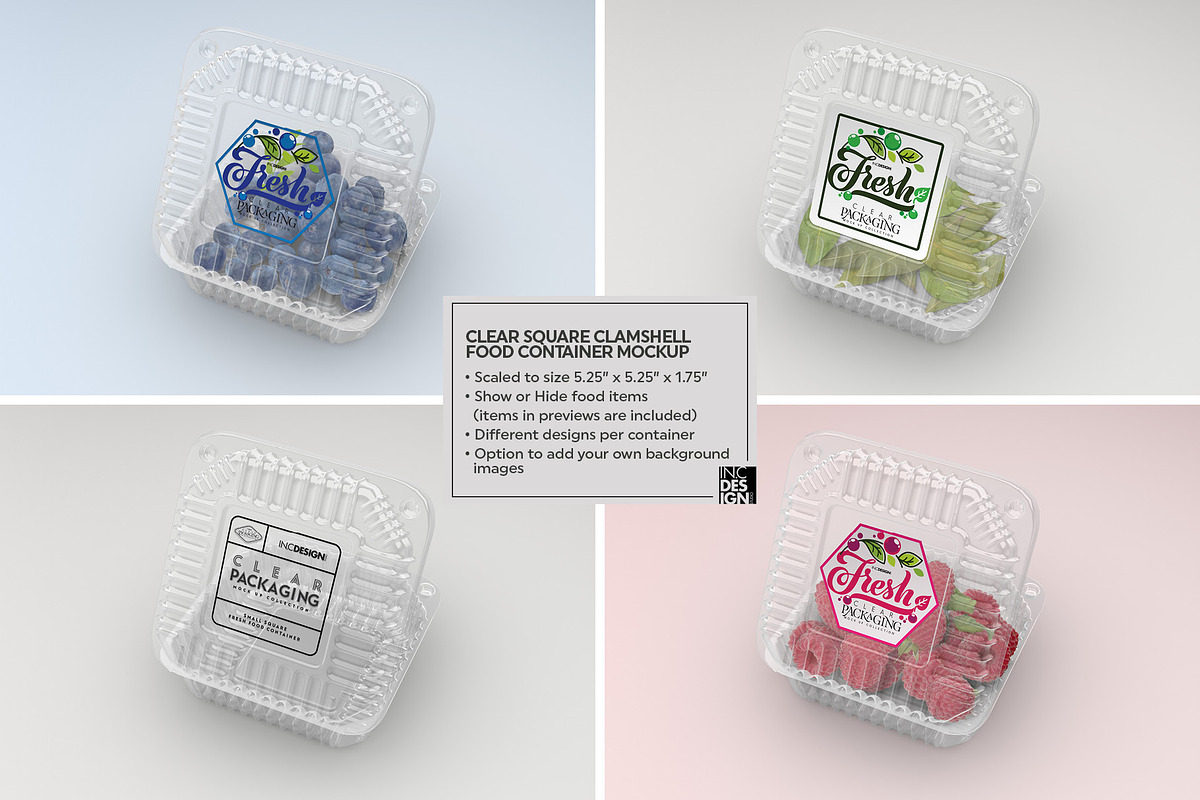 Clear Square Clamshell Mockups, a Packaging Mockup by INCDesign (Photo 6 of 11)