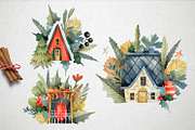 Watercolor Christmas Houses, an Illustration by annasokol_ (Thumbnail 4 of 9)