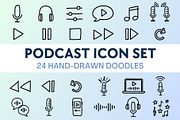 24 Hand-Drawn Podcast Icons, Vector, an Outline Icon by Wellington Cove Design (Thumbnail 1 of 6)