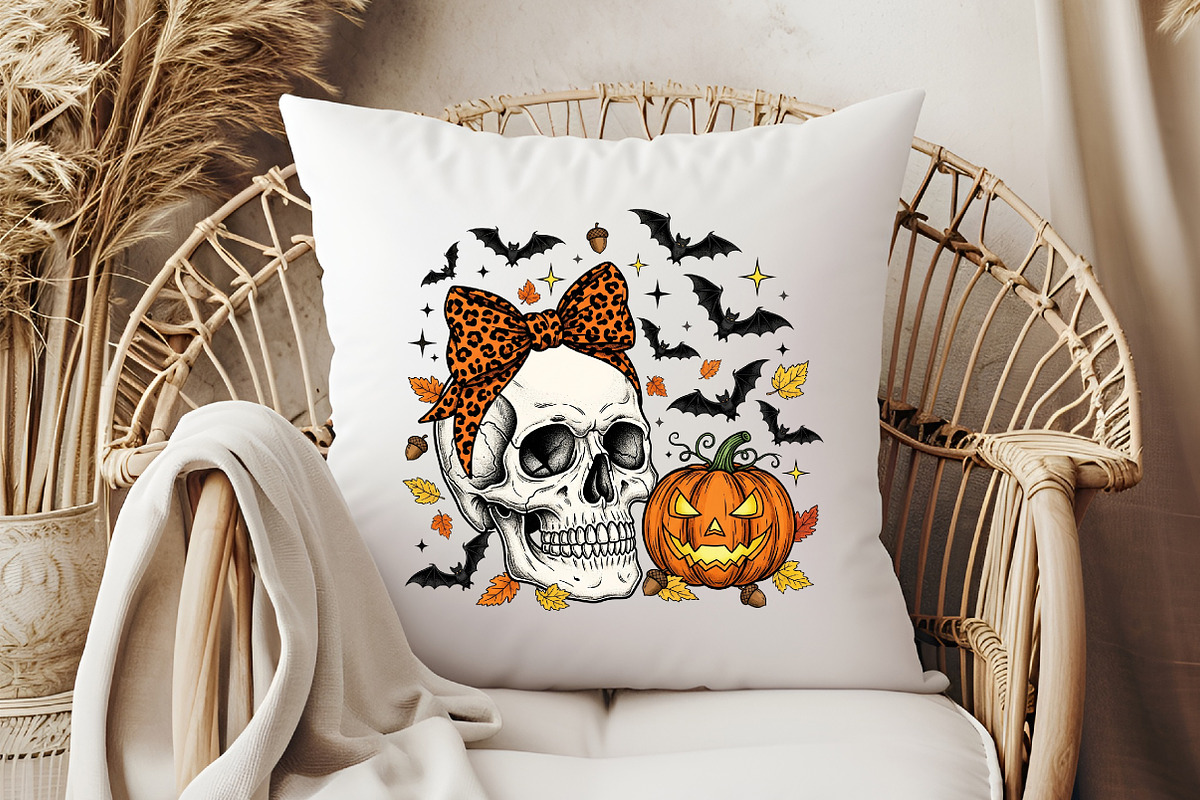Halloween, Skull With Bow, Pumpkin P, an Illustration by Libby Wishes (Photo 2 of 6)