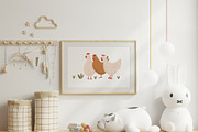 Cute Chickens & Florals Nursery Art, an Animal Illustration by Jenteva Art (Thumbnail 2 of 16)