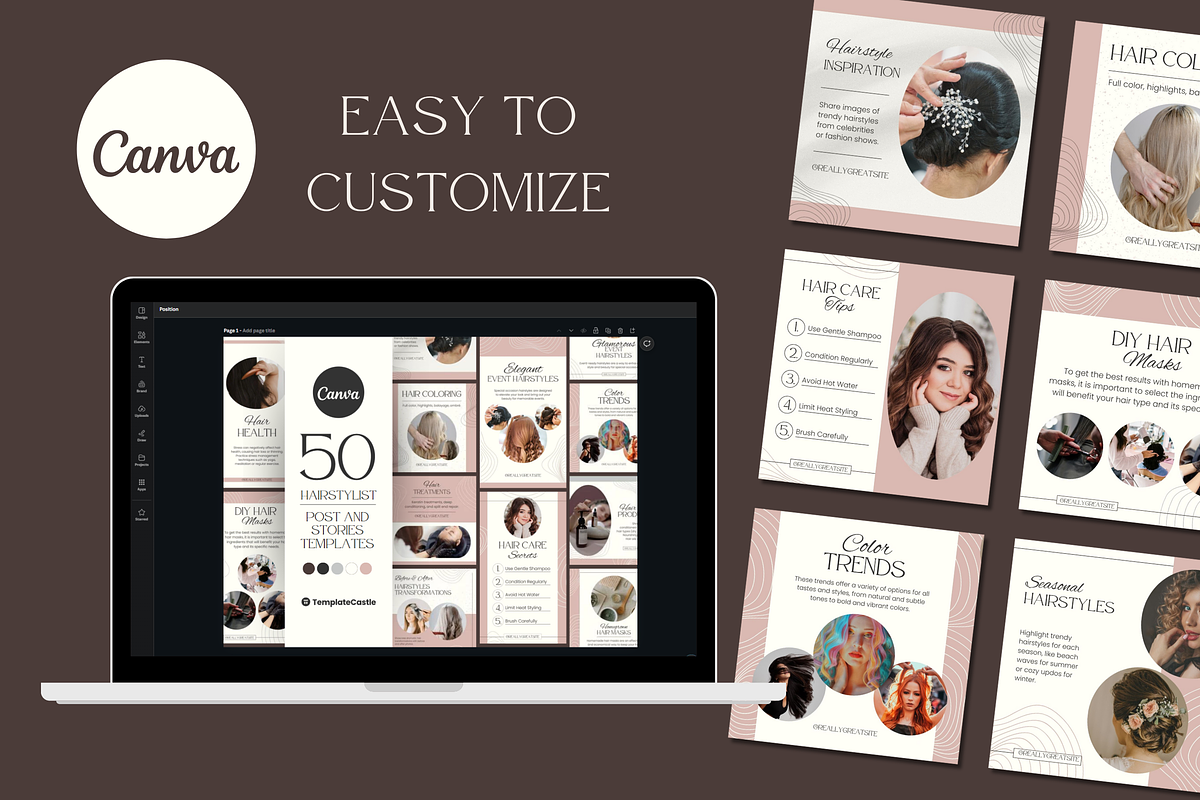 50 Hairstylist Instagram Stories, a Templates & Theme by TemplateCastleStore (Photo 8 of 9)