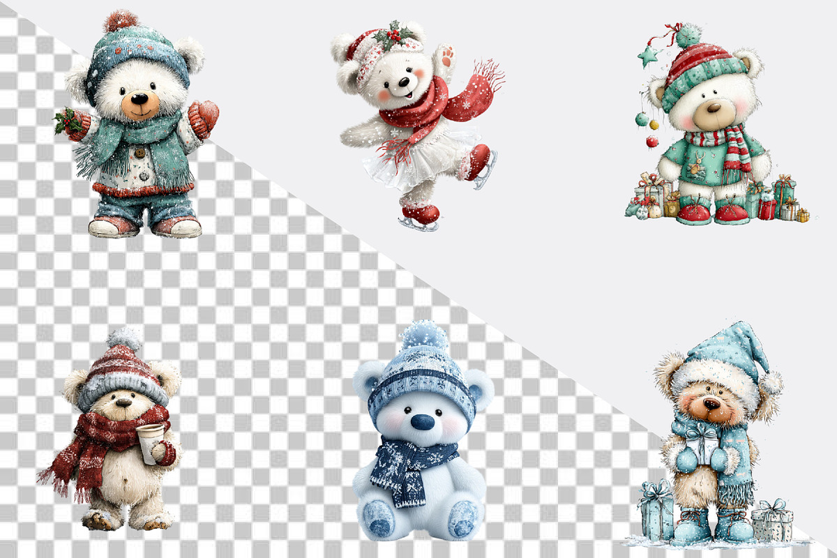 Whimsical Christmas Icy Blue Teddy B, an Illustration by SVGArt (Photo 2 of 8)