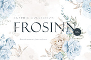 Watercolor dusty blue floral clipart, an Illustration by MariGraphic boutique (Thumbnail 1 of 9)
