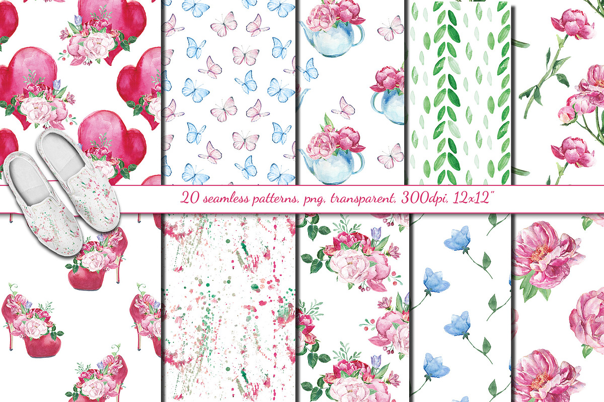 Romantic bouquet watercolor set, an Illustration by DollyPotterson (Photo 5 of 8)