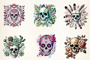 Skull Floral Sublimation Clipart Bun, an Illustration by DreamArtGraphic (Thumbnail 5 of 5)