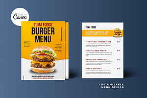 Burger Menu Canva Design Template, a Marketing Template by MK Creatives