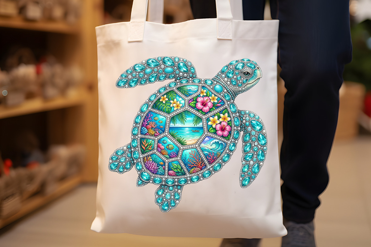 Rhinestone Sea Turtle Summer Beach, a Seasonal Illustration by Sublimation Artist (Photo 8 of 9)
