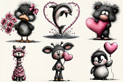 Watercolor Valentine Animals Clipart, an Illustration by DreamCafeArt (Thumbnail 5 of 6)