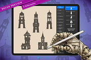 9 Creepy Tower Stamp Brushes, a Brush Add-On by vectstudio (Thumbnail 2 of 10)