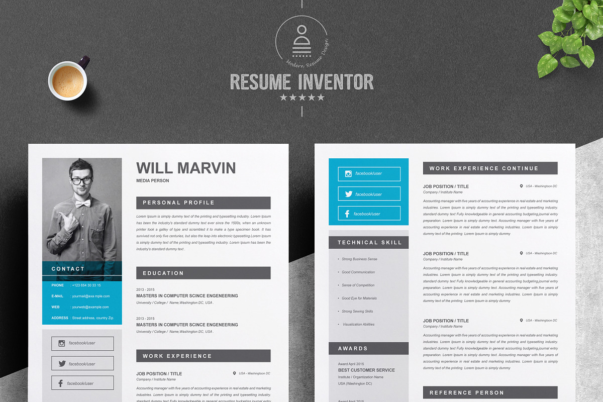 Resume / CV Template | MS Word, a Resume Template by ResumeInventor