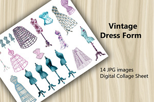 Collage Sheet - Vintage Dress Form