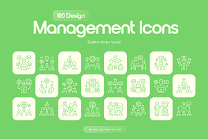 Management Icons Set, an Outline Icon by Prosymbols