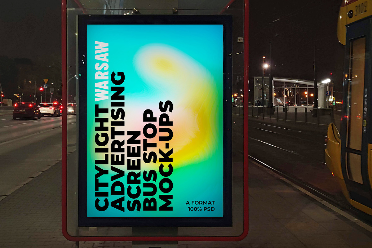 Warsaw Citylight Ad Bus Stop 2, an Advertising Mockup by Graphic Shelter (Photo 3 of 4)
