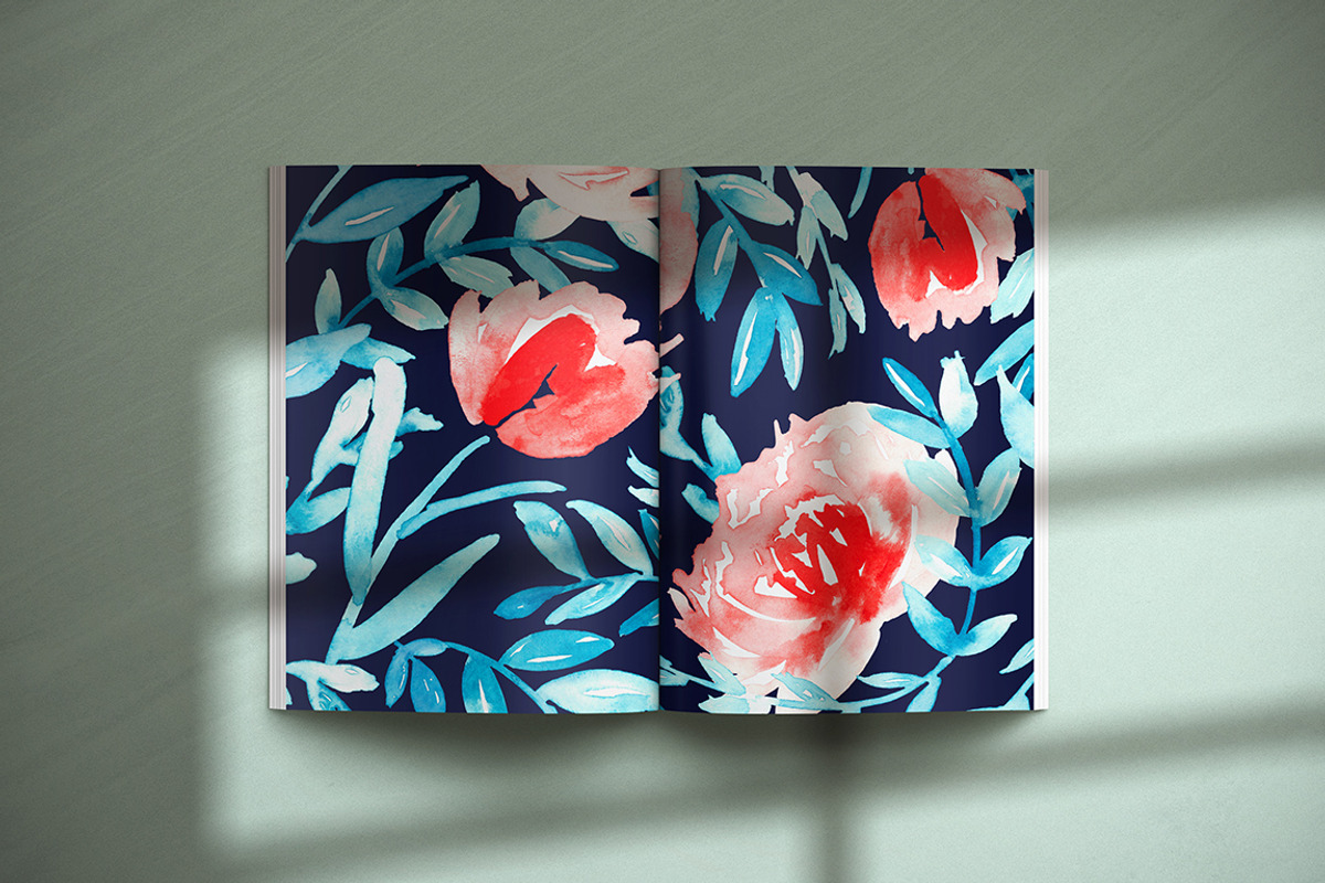 Coral, turquoise and navy, a Pattern Graphic by Anya-D (Photo 5 of 5)