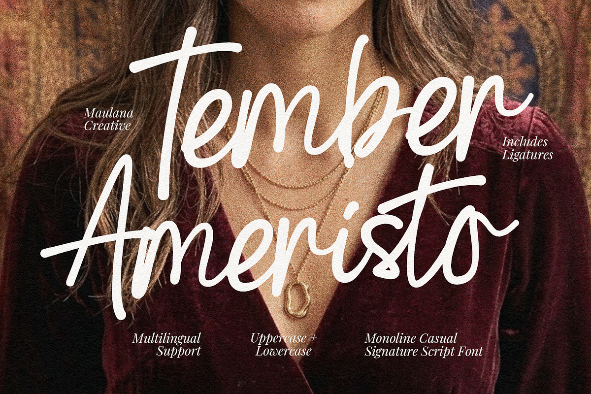 Tember Ameristo Casual Signature, a Script Font by Maulana Creative (Photo 1 of 7)