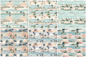 Palm Beach Toile Seamless Pattern