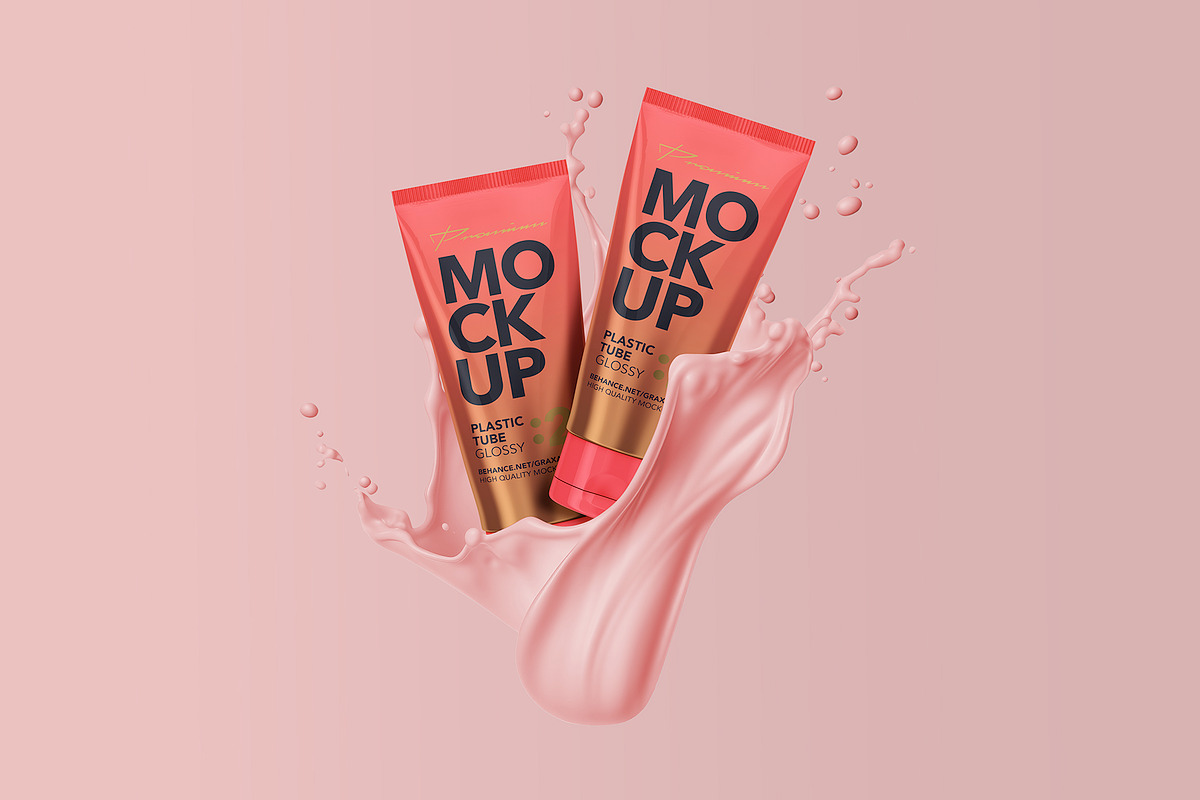 Cosmetic Tube Mockup with Splash, a Product Mockup by Graxaim Mock-up (Photo 2 of 5)