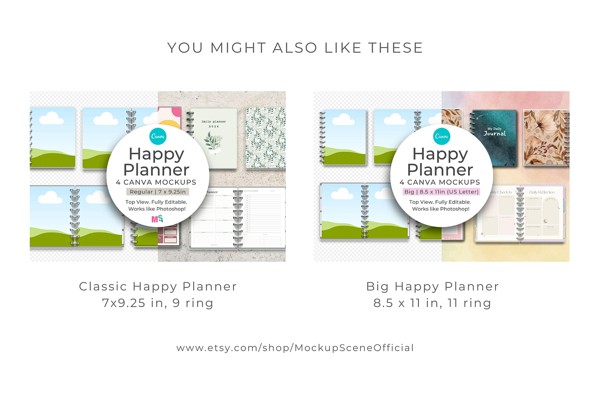 Skinny Happy Planner Canva Mockup, a Books & Magazine Mockup by Mockup Scene (Photo 14 of 14)
