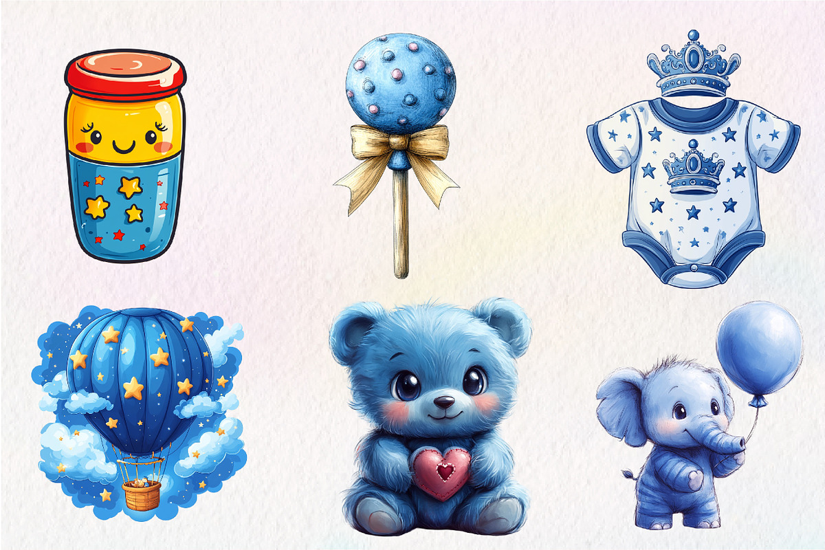 Blue Baby Boy Nursery Clipart, an Illustration by CreationArt (Photo 5 of 9)