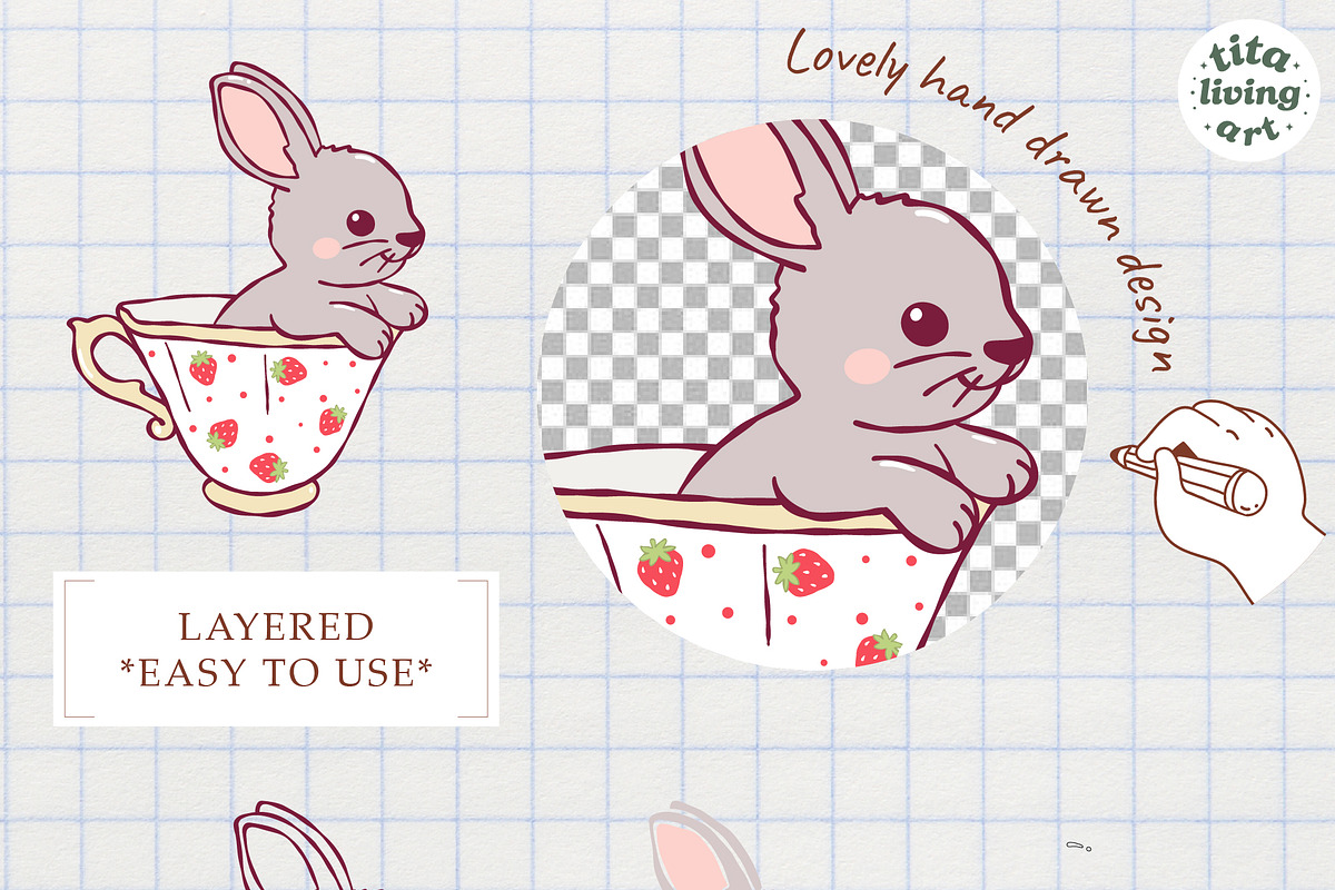 Rococo Strawberry Tea Time Clipart, a Food Illustration by TitaLivingArt (Photo 5 of 9)
