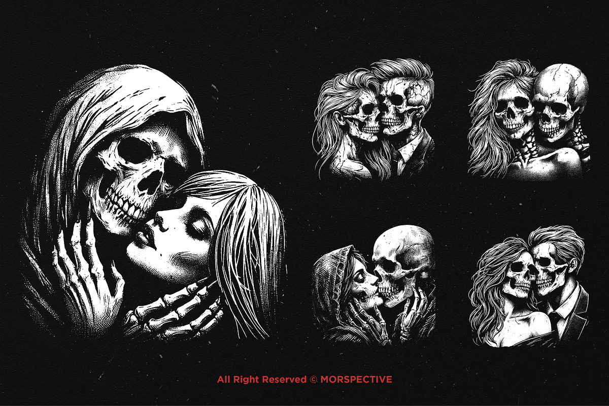 10 Bundle Dark Art Skull Romance, an Illustration by Morspective (Photo 3 of 7)