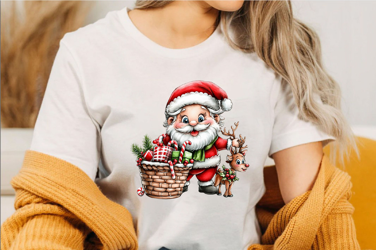 Whimsical Christmas Santa & Reindeer, a Seasonal Illustration by SVGArt (Photo 3 of 5)