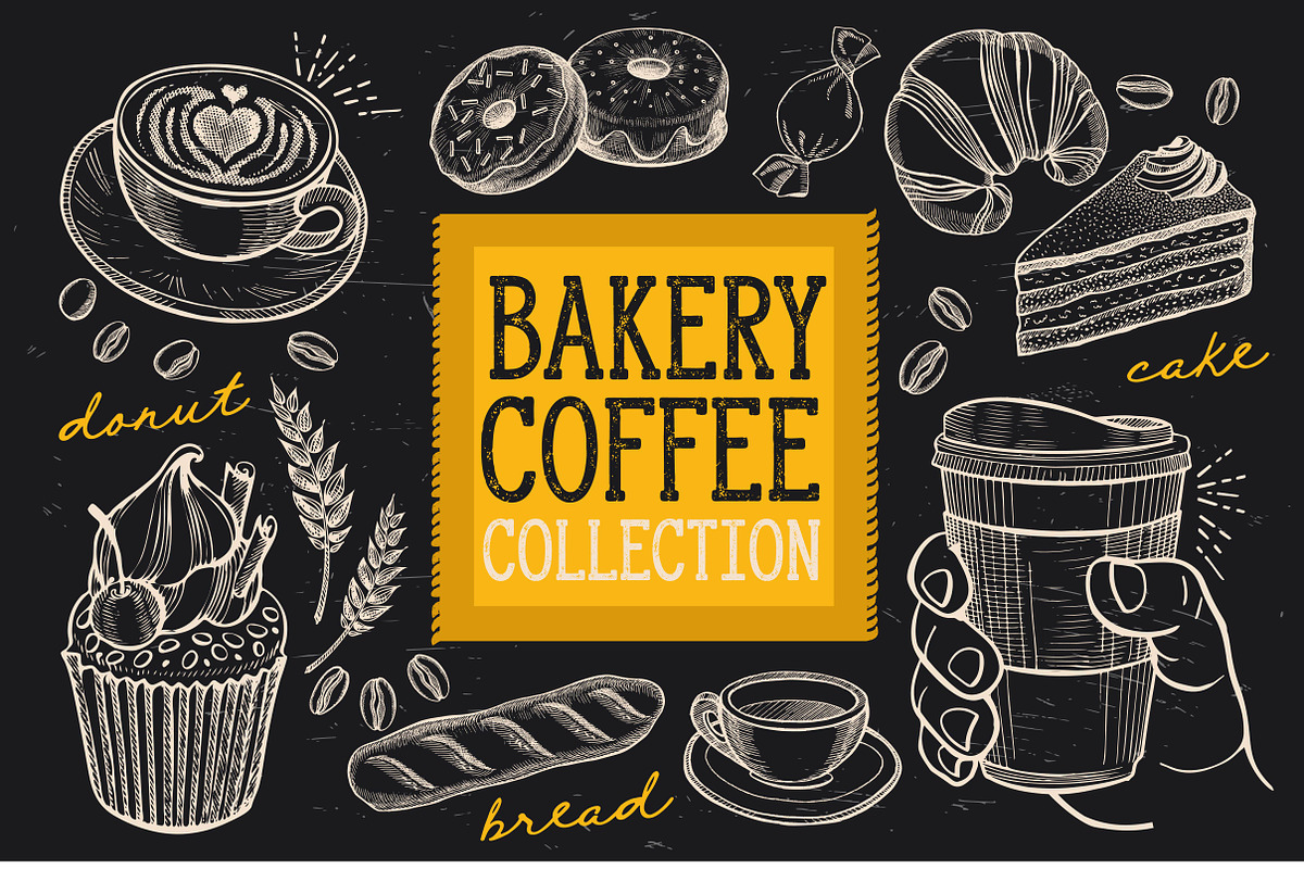 Bakery and Coffee Illustrations, a Food Illustration by BarcelonaShop (Photo 1 of 4)