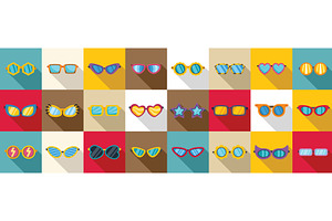 Groovy Sunglasses Icons Set