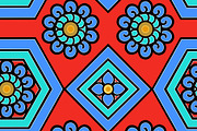 Asian Red Blue Gold Pattern Seamless, a Pattern Graphic by Sharon Schwalbe (Thumbnail 2 of 2)