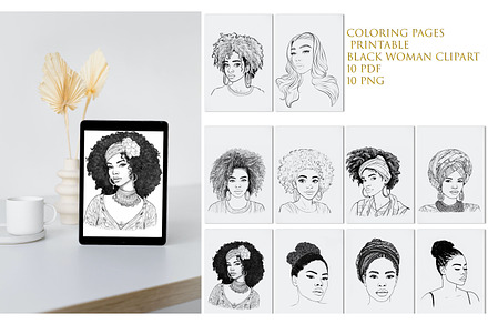 Black Woman Clipart, Face Clipart
