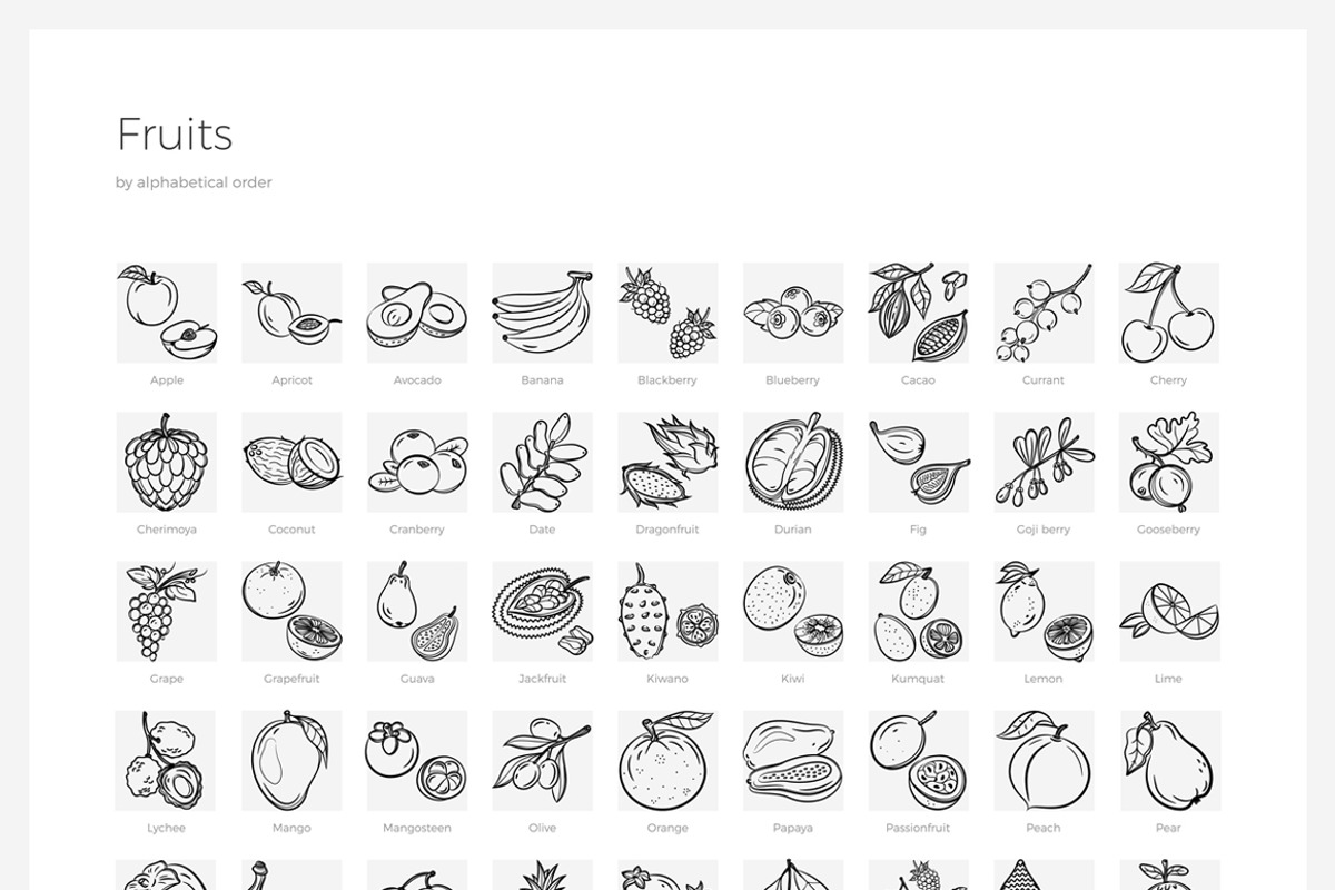 Fruits & Vegetables + Badges, an Outline Icon by Uniko Studio (Photo 4 of 12)