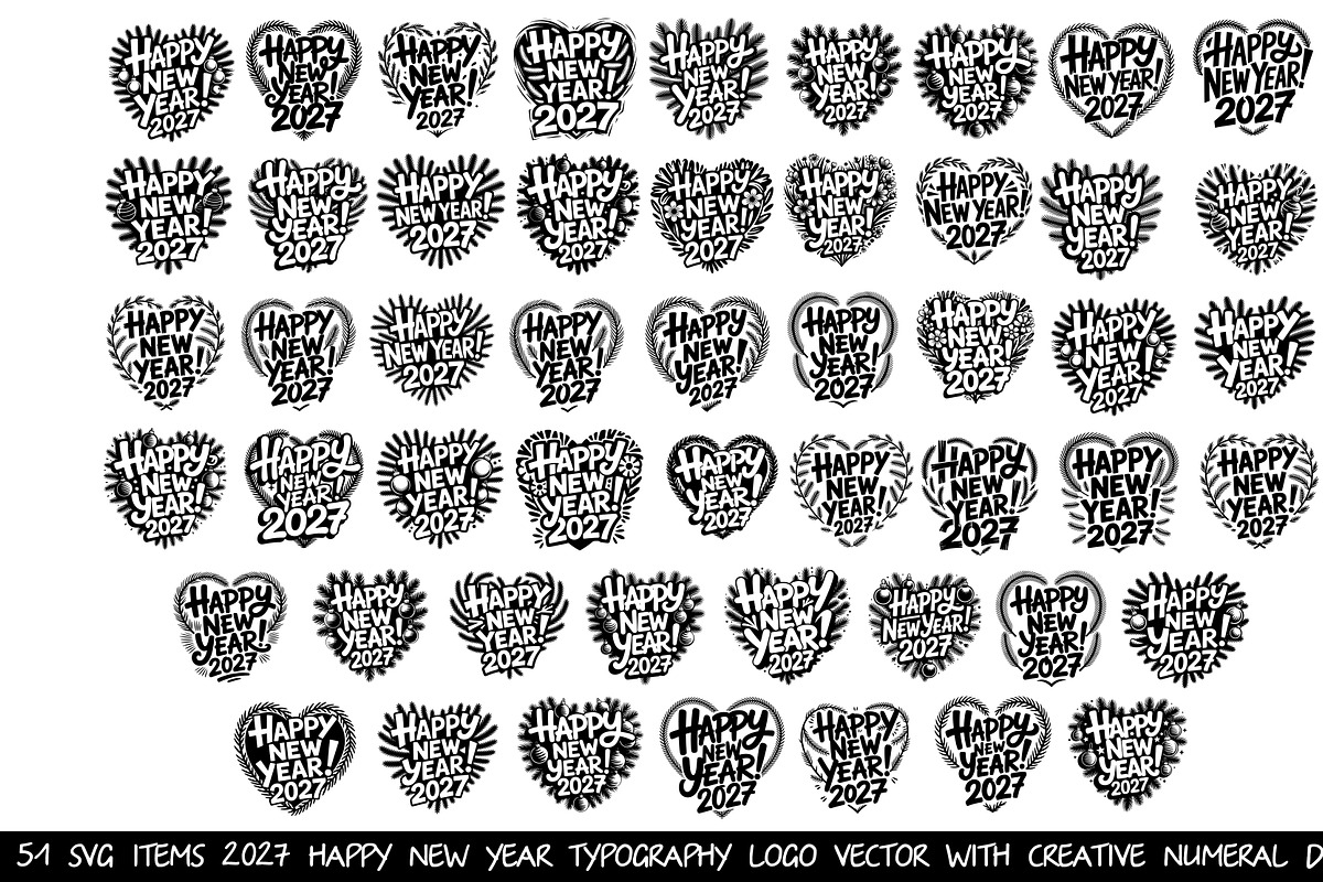 51 svg Modern 2027 Happy New Year, a Decorative Illustration by SketchArtStudio (Photo 3 of 3)