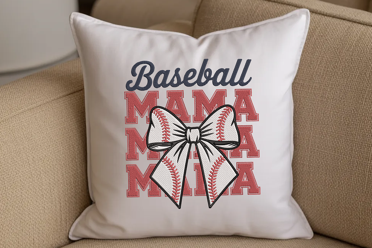 Baseball Mama Embroidery File Bow, an Illustration by Moss Rose (Photo 3 of 3)