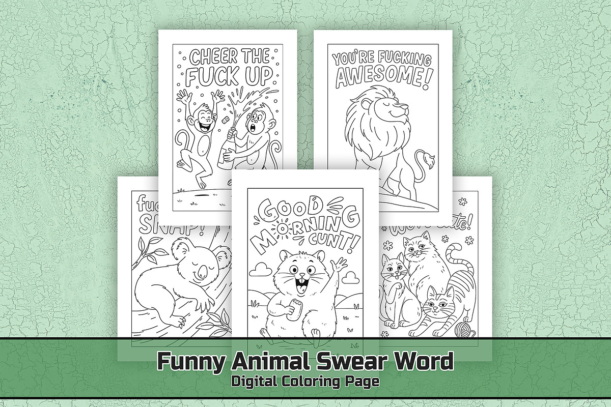 Funny Animal Swear Coloring Page, an Animal Illustration by DesignDevisers (Photo 1 of 5)